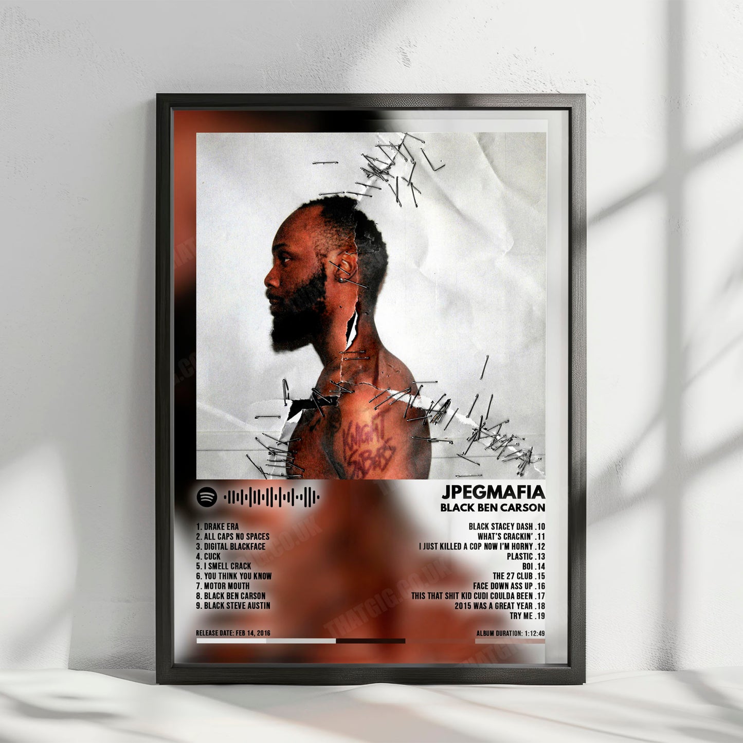 Jpegmafia "Black Ben Carson" Album Cover Poster - with Complete Tracklist