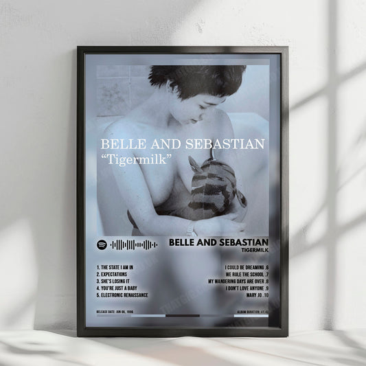 Belle and Sebastian "Tigermilk" Album Cover Poster - with Complete Tracklist