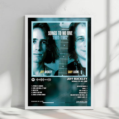Jeff Buckley "Songs To No One" Album Cover Poster - with Complete Tracklist
