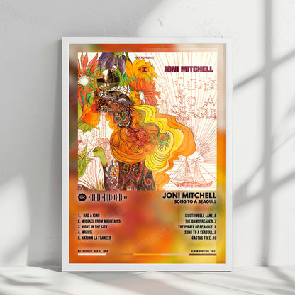 Joni Mitchell "Song to a Seagull" Album Cover Poster - with Complete Tracklist