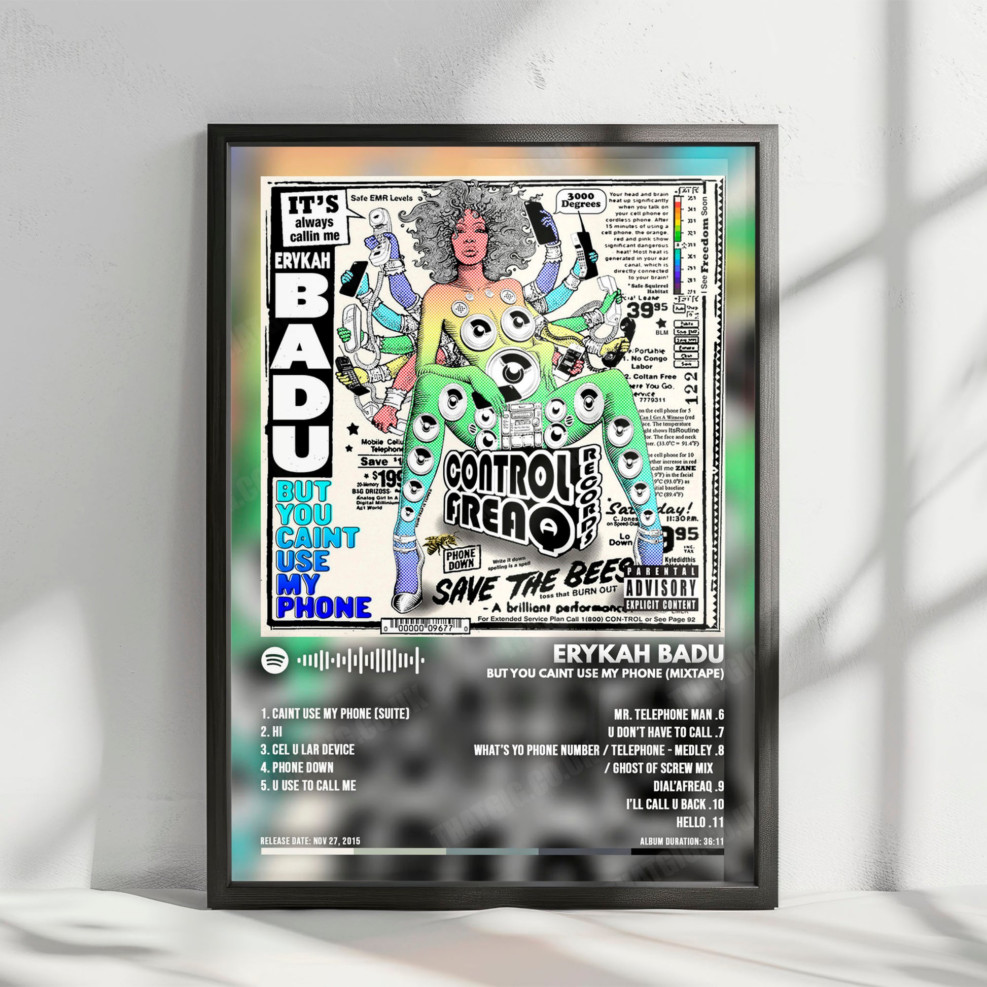 Erykah Badu "But You Caint Use My Phone (Mixtape)" Album Cover Poster - with Complete Tracklist