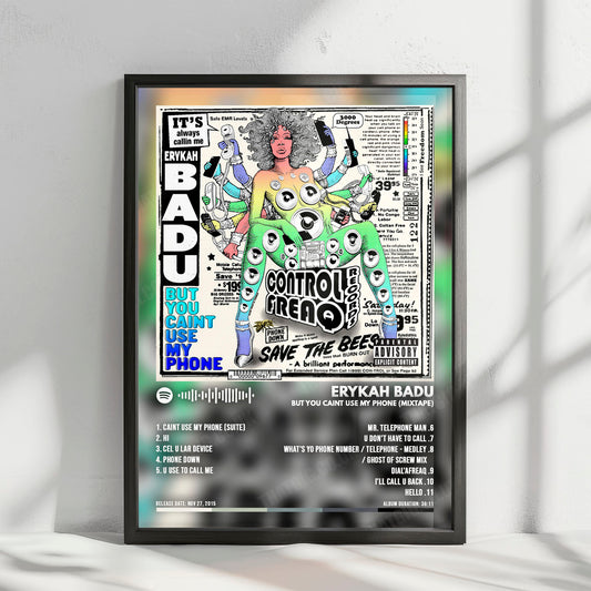 Erykah Badu "But You Caint Use My Phone (Mixtape)" Album Cover Poster - with Complete Tracklist