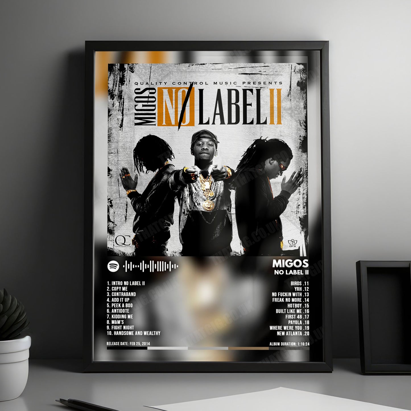 Migos "No Label II" Album Cover Poster - with Complete Tracklist