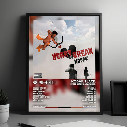 Kodak Black "Heart Break Kodak (HBK)" Album Cover Poster - with Complete Tracklist