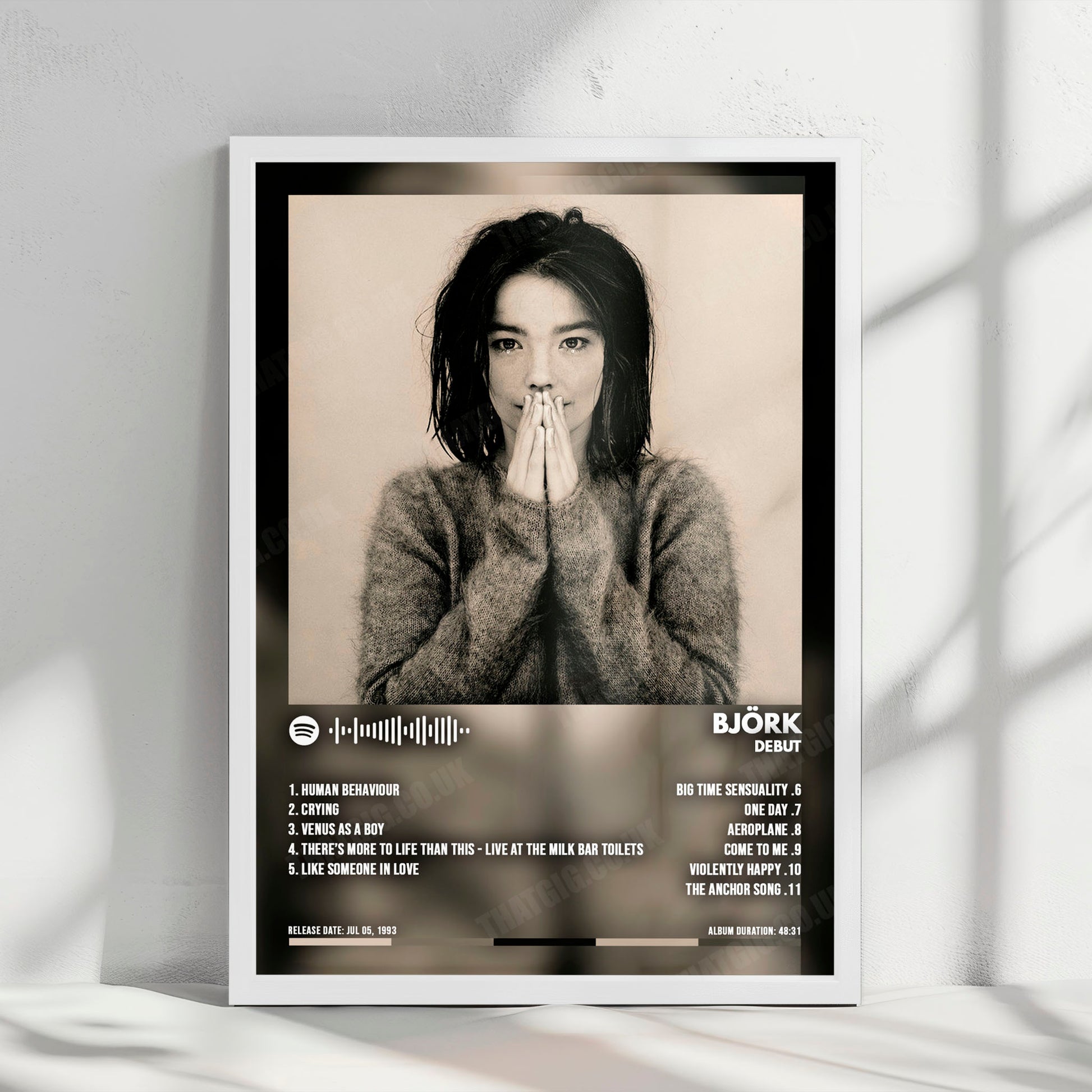 BjÃ¶rk "Debut" Album Cover Poster - with Complete Tracklist