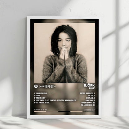 BjÃ¶rk "Debut" Album Cover Poster - with Complete Tracklist