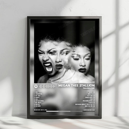 Megan Thee Stallion "Traumazine" Album Cover Poster - with Complete Tracklist