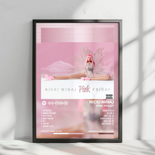 Nicki Minaj "Pink Friday" Album Cover Poster - with Complete Tracklist