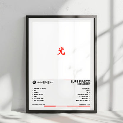 Lupe Fiasco "DROGAS Light" Album Cover Poster - with Complete Tracklist