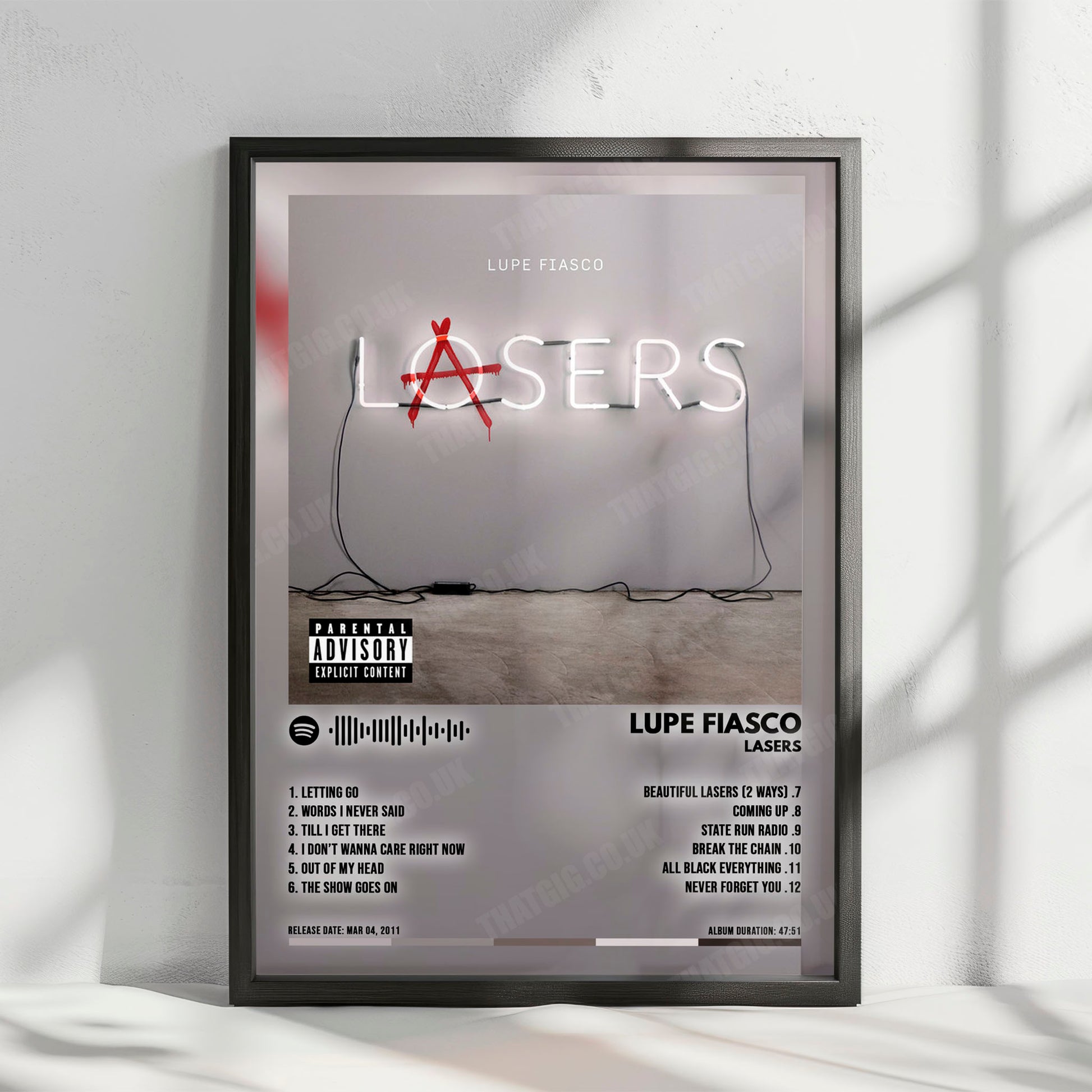 Lupe Fiasco "Lasers" Album Cover Poster - with Complete Tracklist