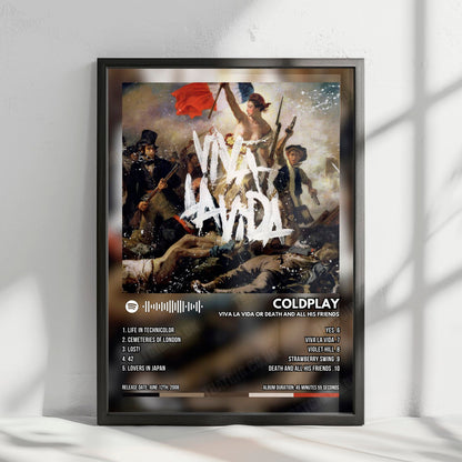 Coldplay "Viva La Vida Or Death And All His Friends" Album Cover Poster - with Complete Tracklist