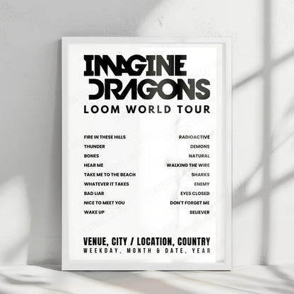 Imagine Dragons Setlist Poster - Hangzhou Olympic Sports Center Stadium, Hangzhou - April 6th, 2025