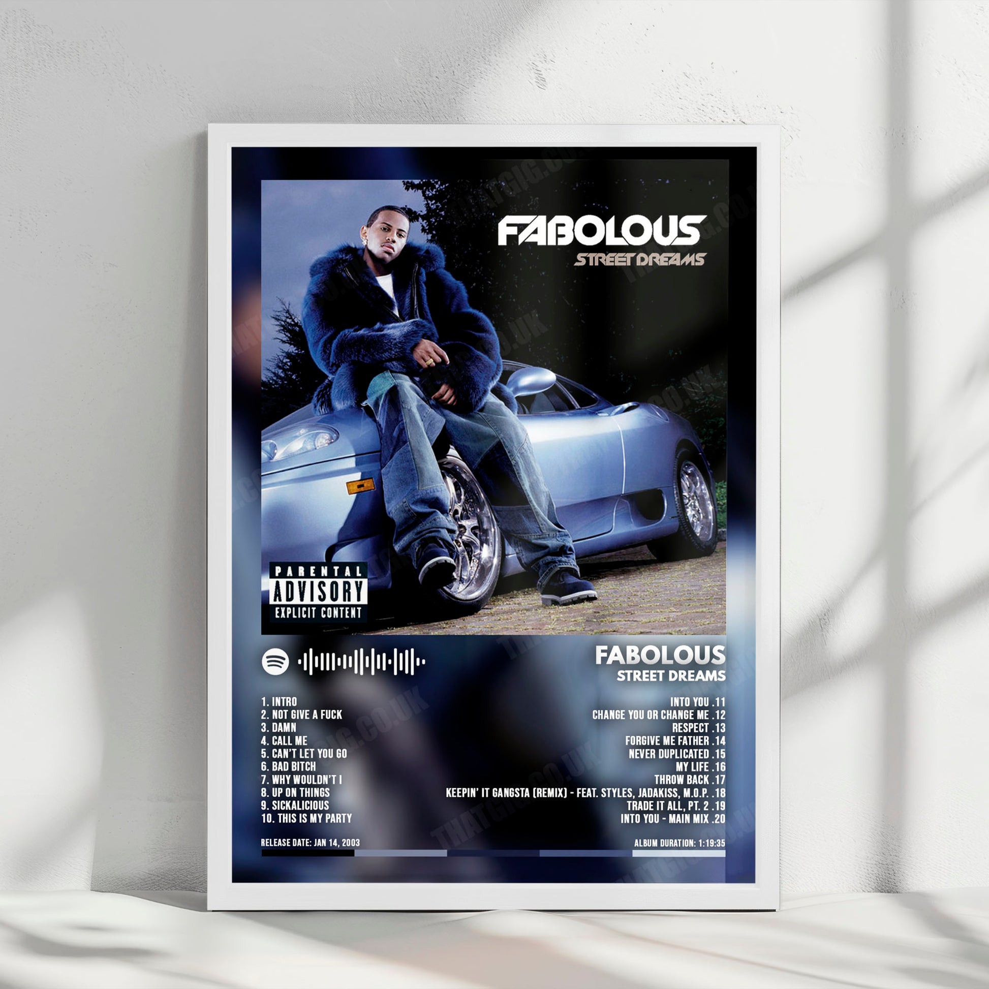 Fabolous "Street Dreams" Album Cover Poster - with Complete Tracklist