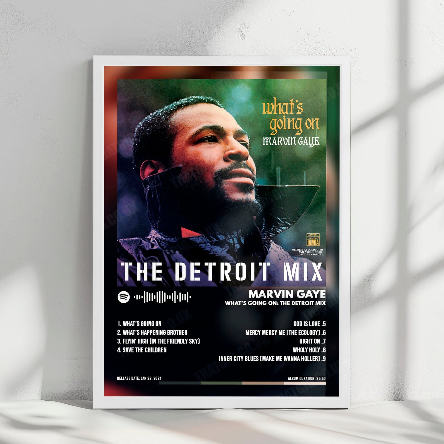 Marvin Gaye "What's Going On " Album Cover Poster - with Complete Tracklist
