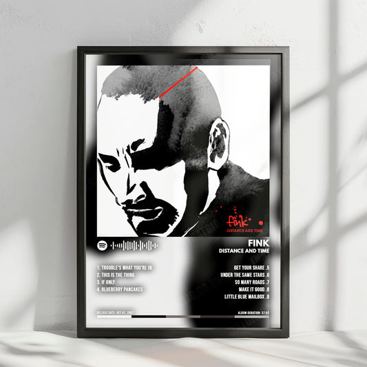 Fink "Distance and Time" Album Cover Poster - with Complete Tracklist