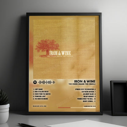 Iron & Wine "The Creek Drank the Cradle" Album Cover Poster - with Complete Tracklist