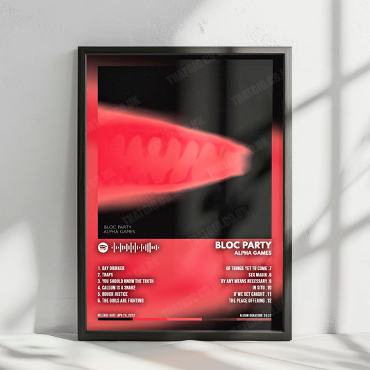 Bloc Party "Alpha Games" Album Cover Poster - with Complete Tracklist