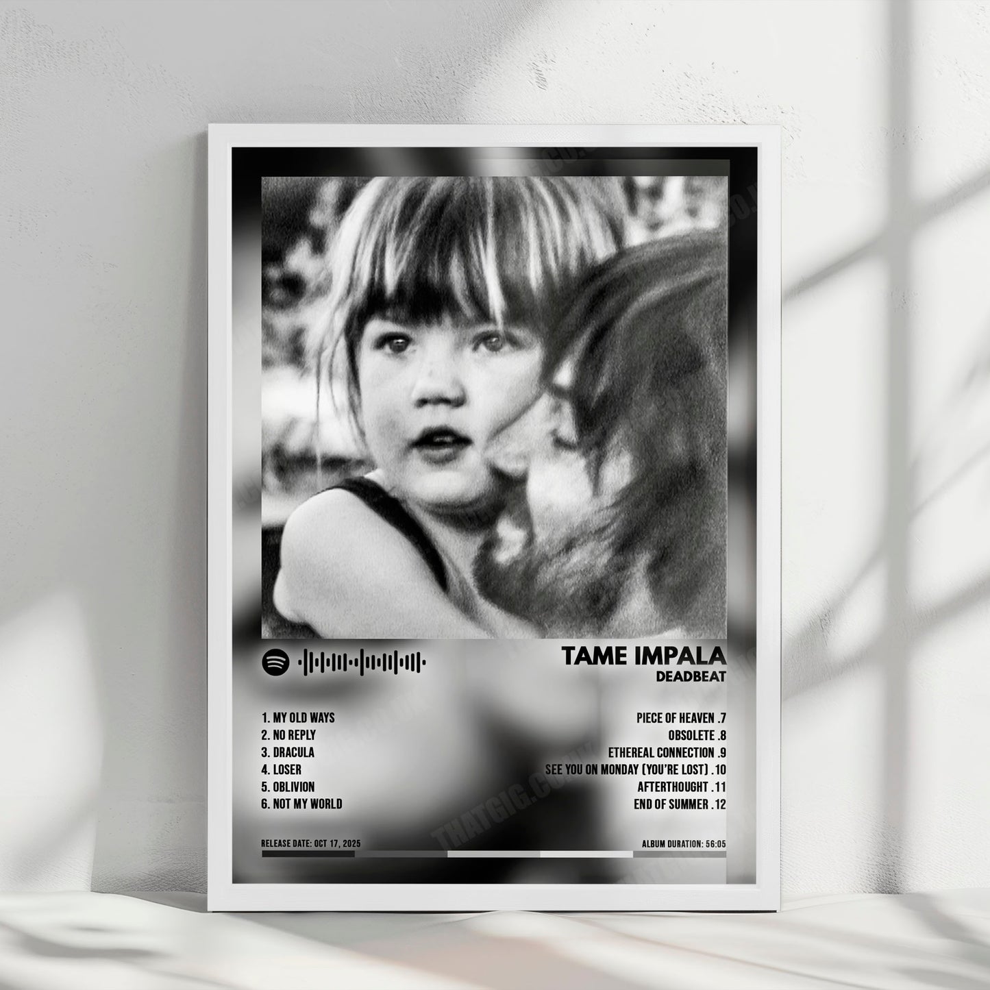 Tame Impala "Deadbeat" Album Cover Poster - with Complete Tracklist