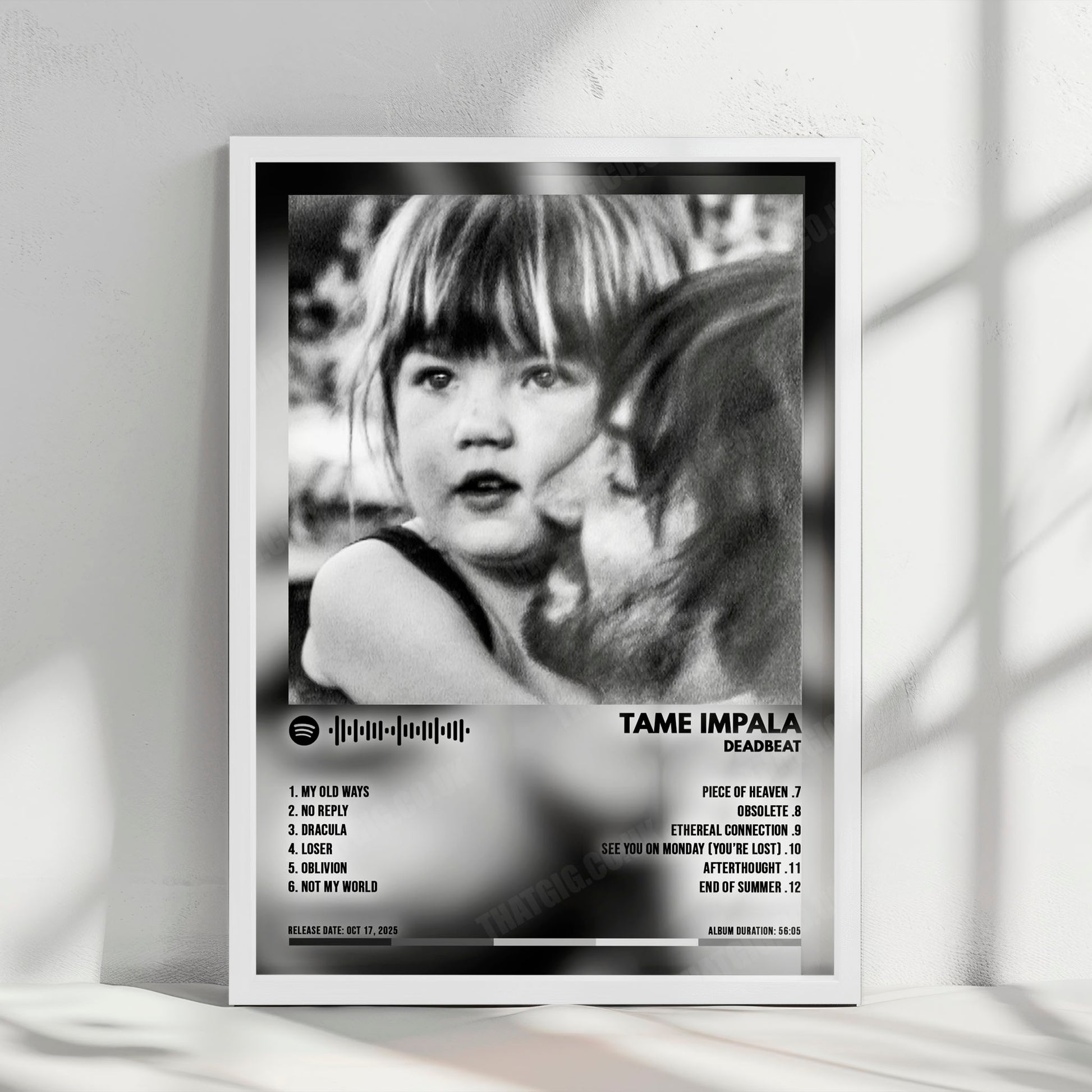 Tame Impala "Deadbeat" Album Cover Poster - with Complete Tracklist