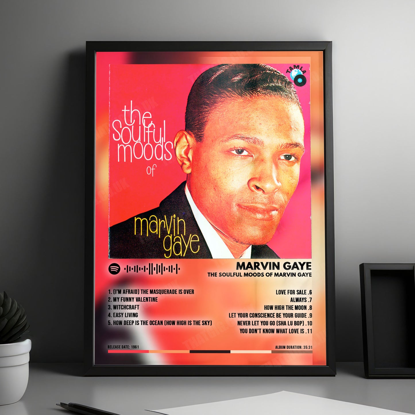 Marvin Gaye "The Soulful Moods Of Marvin Gaye" Album Cover Poster - with Complete Tracklist