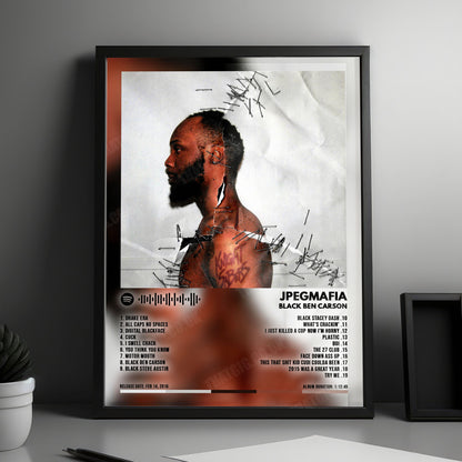 Jpegmafia "Black Ben Carson" Album Cover Poster - with Complete Tracklist