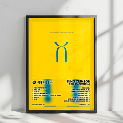 King Crimson "Three of a Perfect Pair" Album Cover Poster - with Complete Tracklist