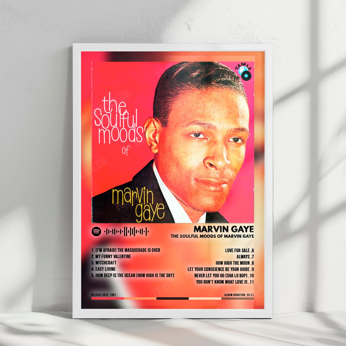 Marvin Gaye "The Soulful Moods Of Marvin Gaye" Album Cover Poster - with Complete Tracklist