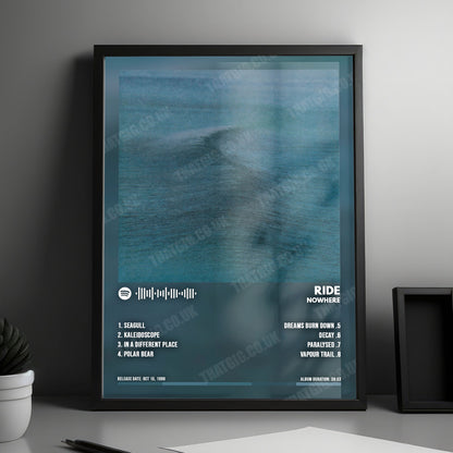 Ride "Nowhere" Album Cover Poster - with Complete Tracklist