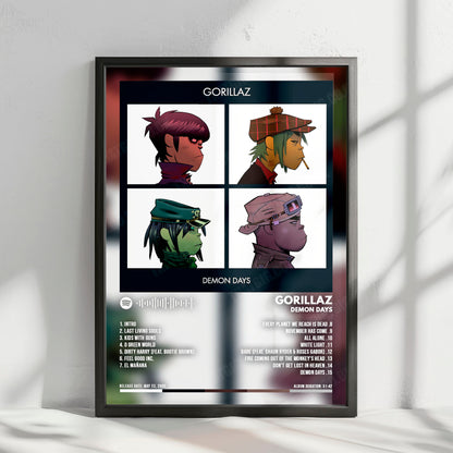 Gorillaz "Demon Days " Album Cover Poster - with Complete Tracklist