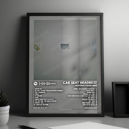 Car Seat Headrest "Nervous Young Man" Album Cover Poster - with Complete Tracklist