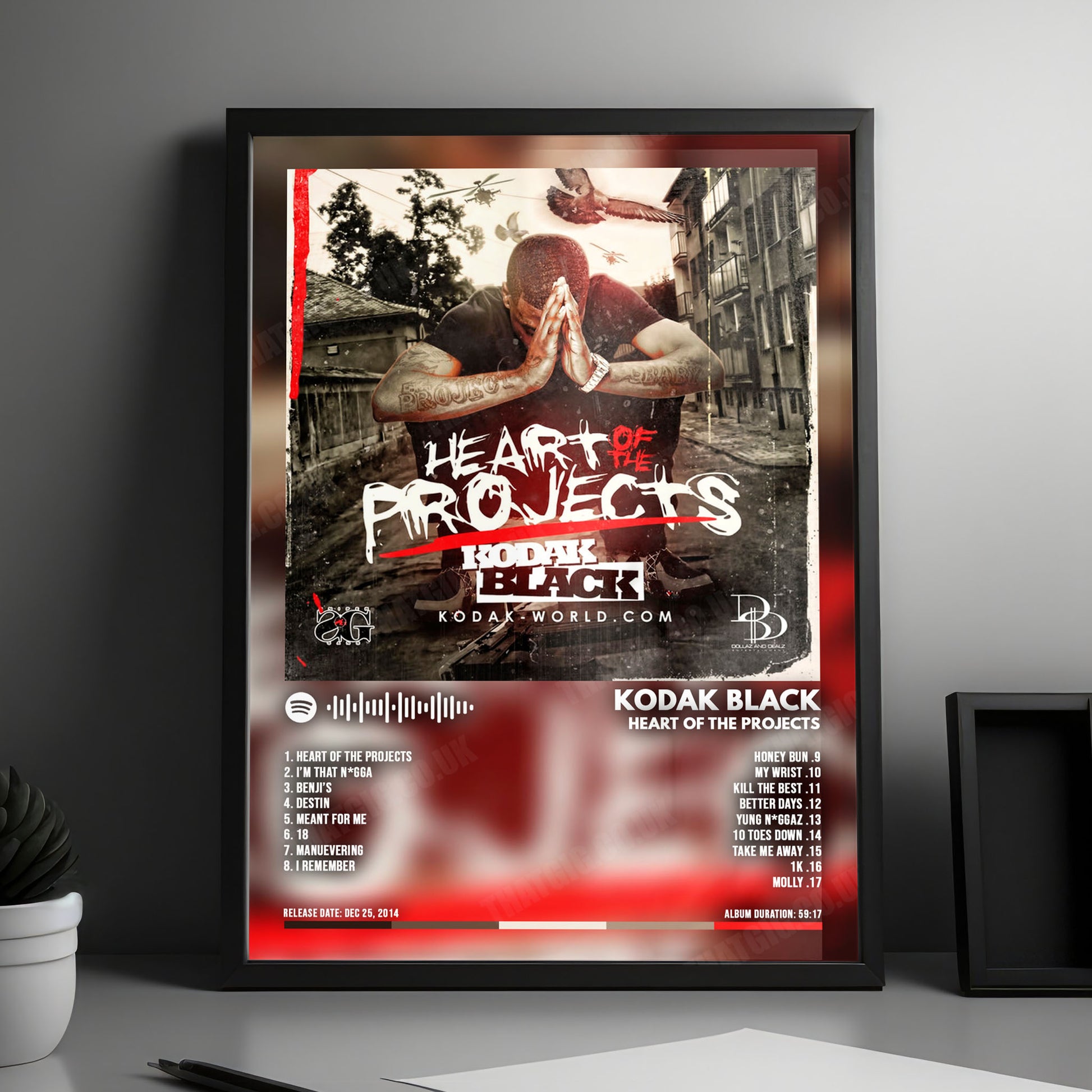 Kodak Black "Heart of the Projects" Album Cover Poster - with Complete Tracklist
