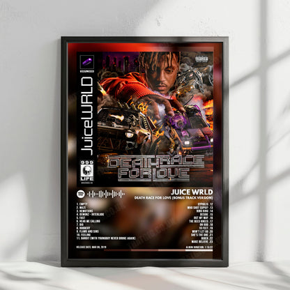 Juice WRLD "Death Race For Love (Bonus Track Version)" Album Cover Poster - with Complete Tracklist