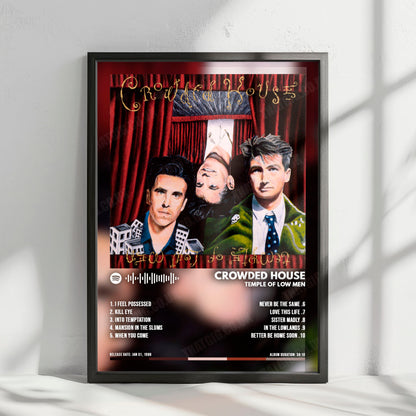 Crowded House "Temple Of Low Men" Album Cover Poster - with Complete Tracklist