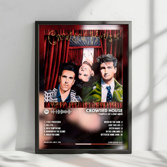 Crowded House "Temple Of Low Men" Album Cover Poster - with Complete Tracklist