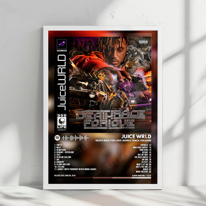 Juice WRLD "Death Race For Love (Bonus Track Version)" Album Cover Poster - with Complete Tracklist