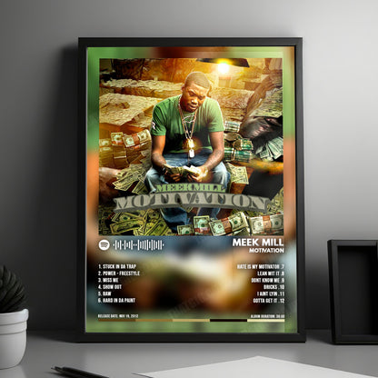 Meek Mill "Motivation" Album Cover Poster - with Complete Tracklist