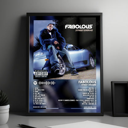 Fabolous "Street Dreams" Album Cover Poster - with Complete Tracklist