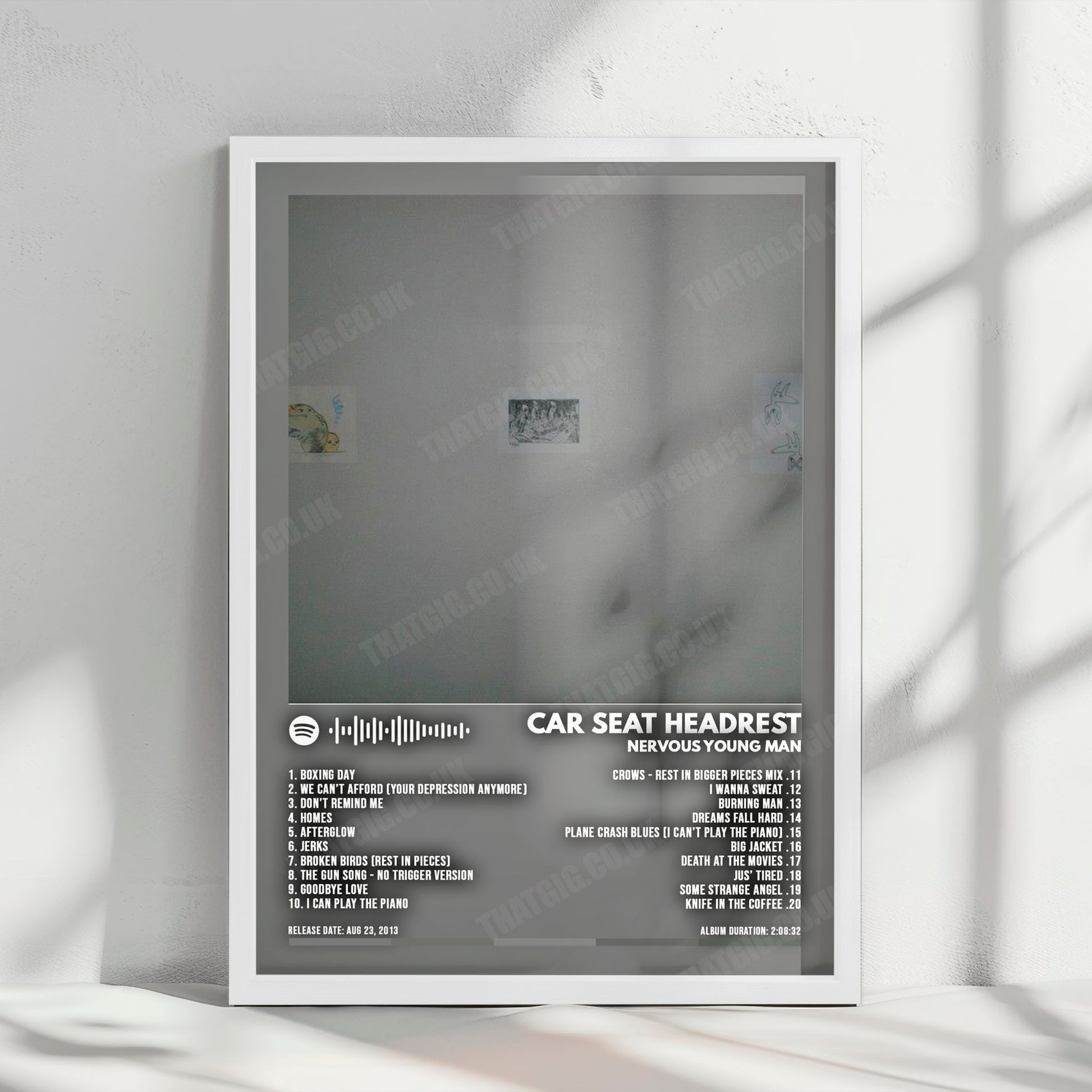 Car Seat Headrest "Headrest Nervous Young Man" Album Cover Poster - with Complete Tracklist