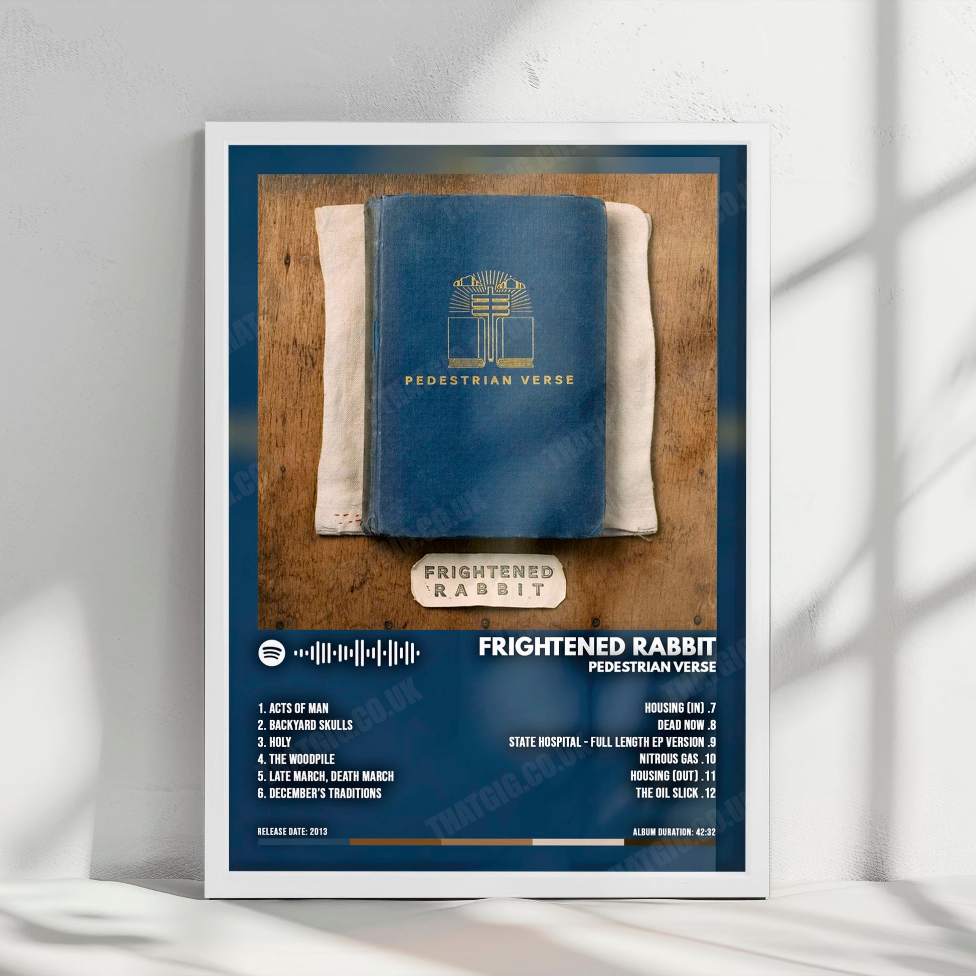 Frightened Rabbit "Pedestrian Verse" Album Cover Poster - with Complete Tracklist