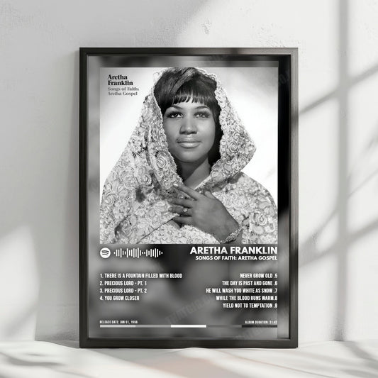 Aretha Franklin "Songs Of Faith Aretha Gospel" Album Cover Poster - with Complete Tracklist