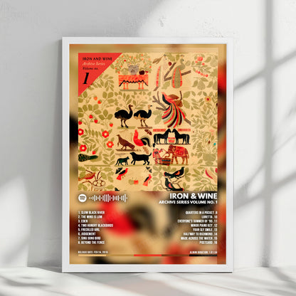Iron & Wine "Archive Series Volume No. 1" Album Cover Poster - with Complete Tracklist