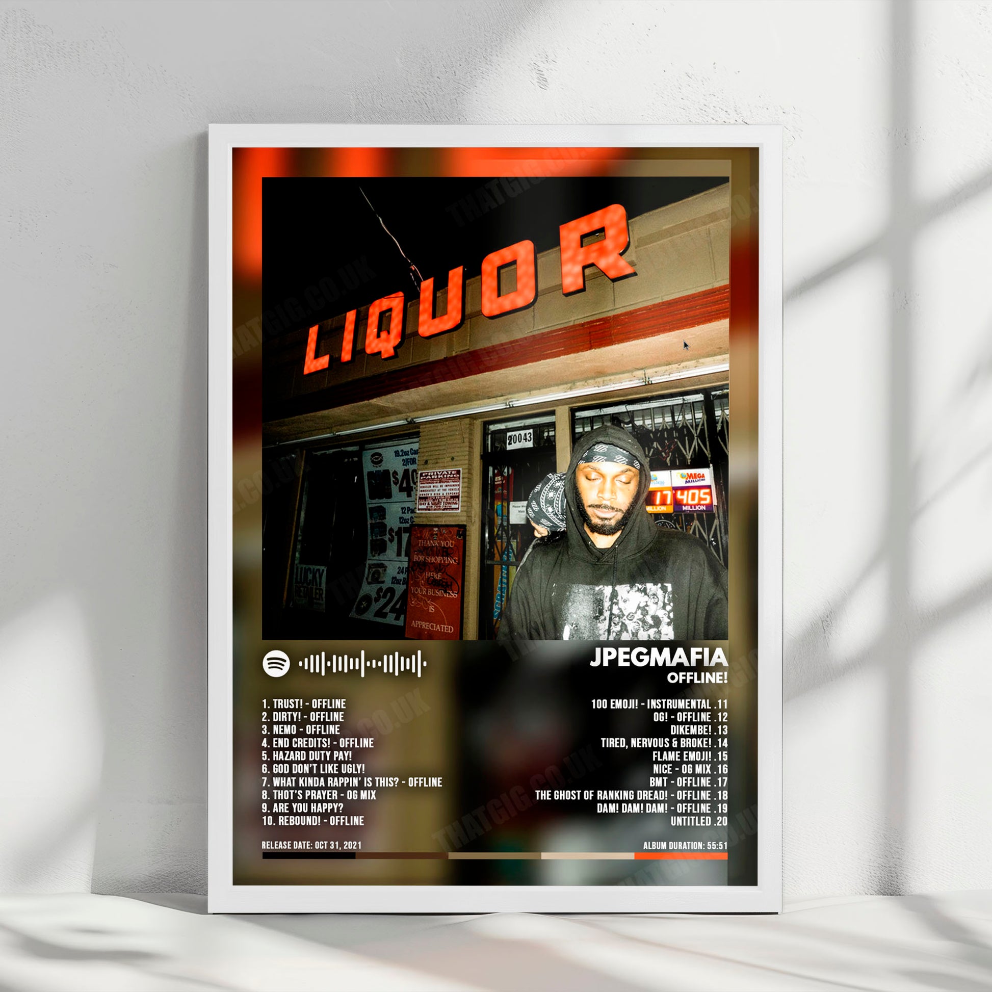 Jpegmafia "OFFLINE!" Album Cover Poster - with Complete Tracklist