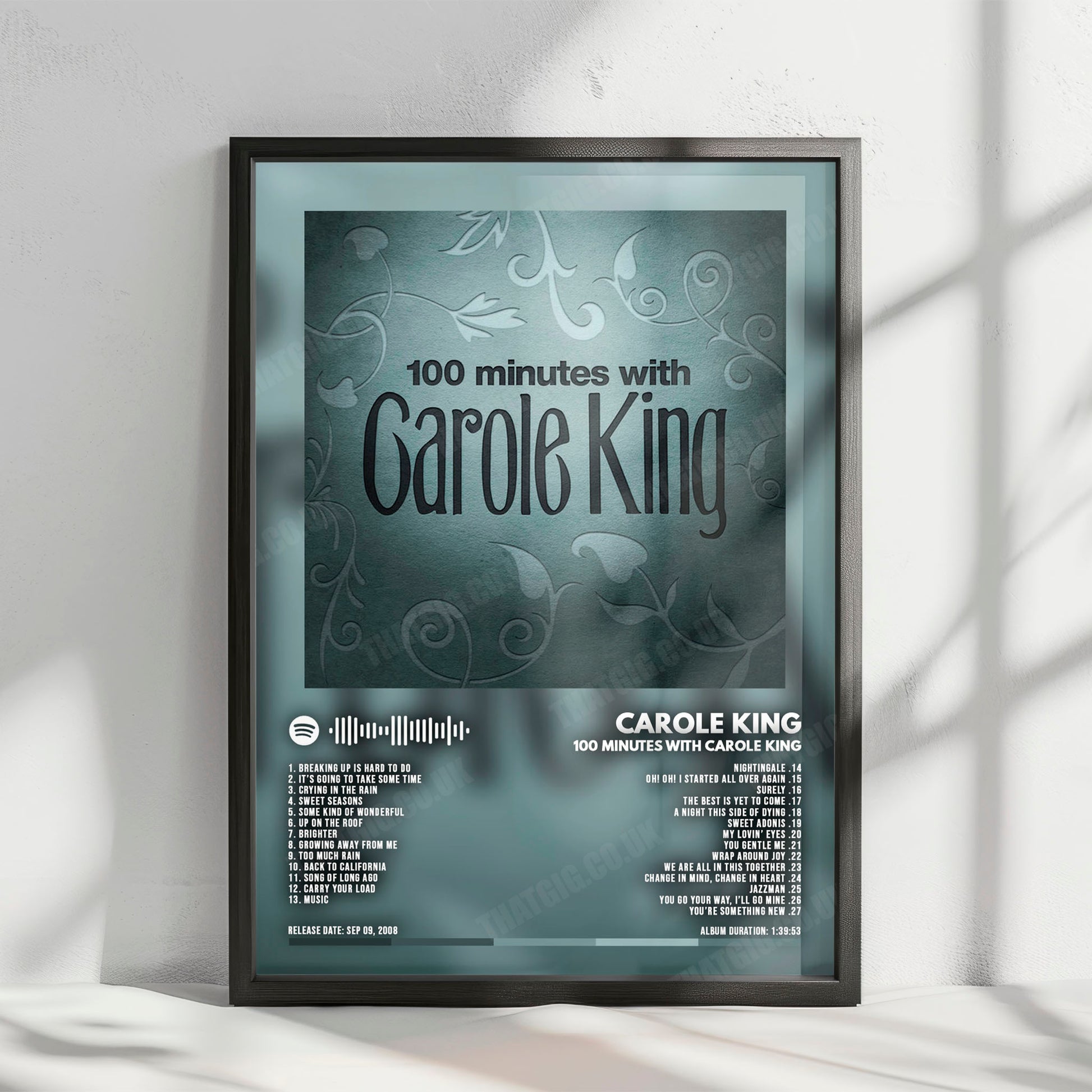 Carole King "100 Minutes With Carole King" Album Cover Poster - with Complete Tracklist