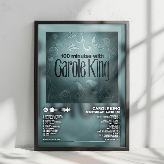 Carole King "100 Minutes With Carole King" Album Cover Poster - with Complete Tracklist