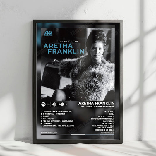 Aretha Franklin "The Genius of Aretha Franklin" Album Cover Poster - with Complete Tracklist