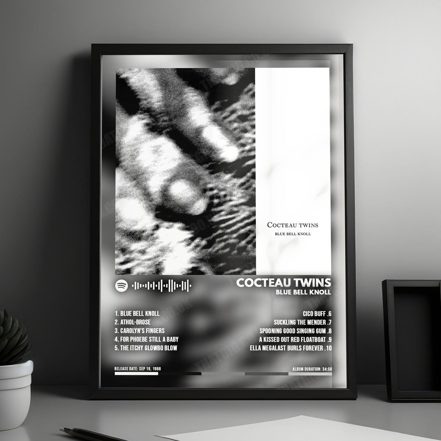 Cocteau Twins "Blue Bell Knoll" Album Cover Poster - with Complete Tracklist