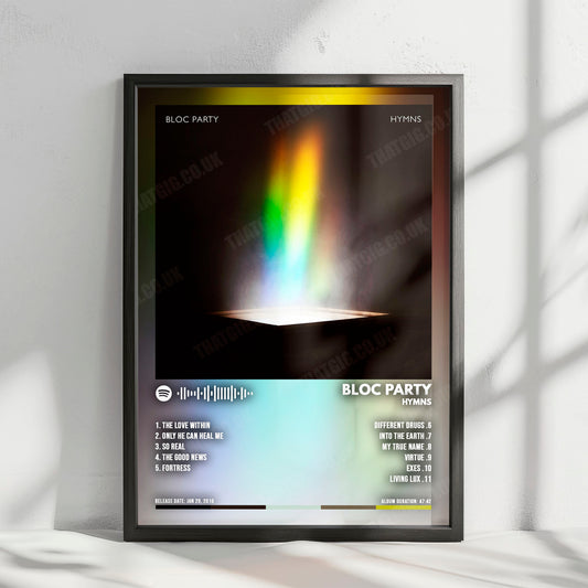 Bloc Party "Hymns" Album Cover Poster - with Complete Tracklist
