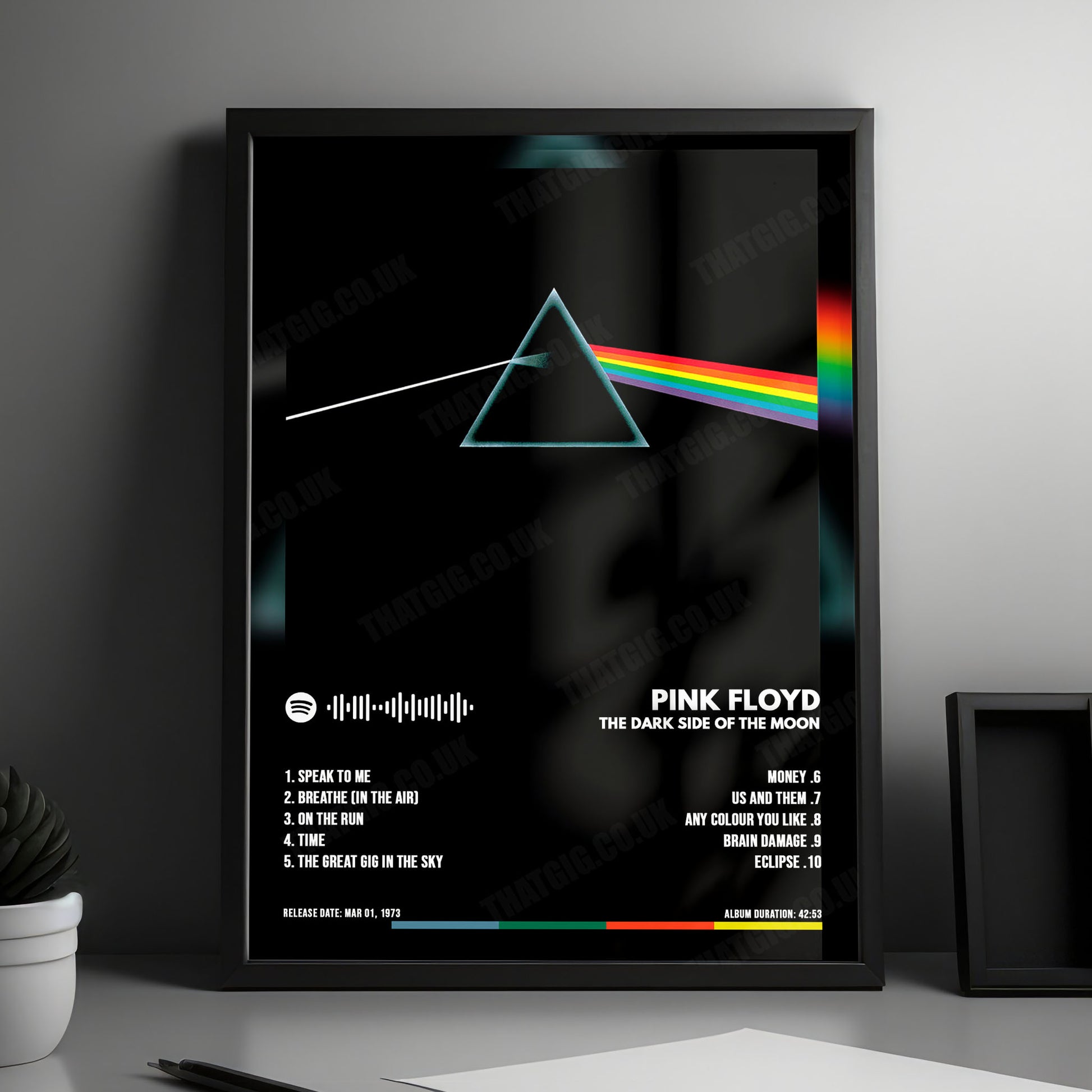 Pink Floyd "The Dark Side of the Moon" Album Cover Poster - with Complete Tracklist