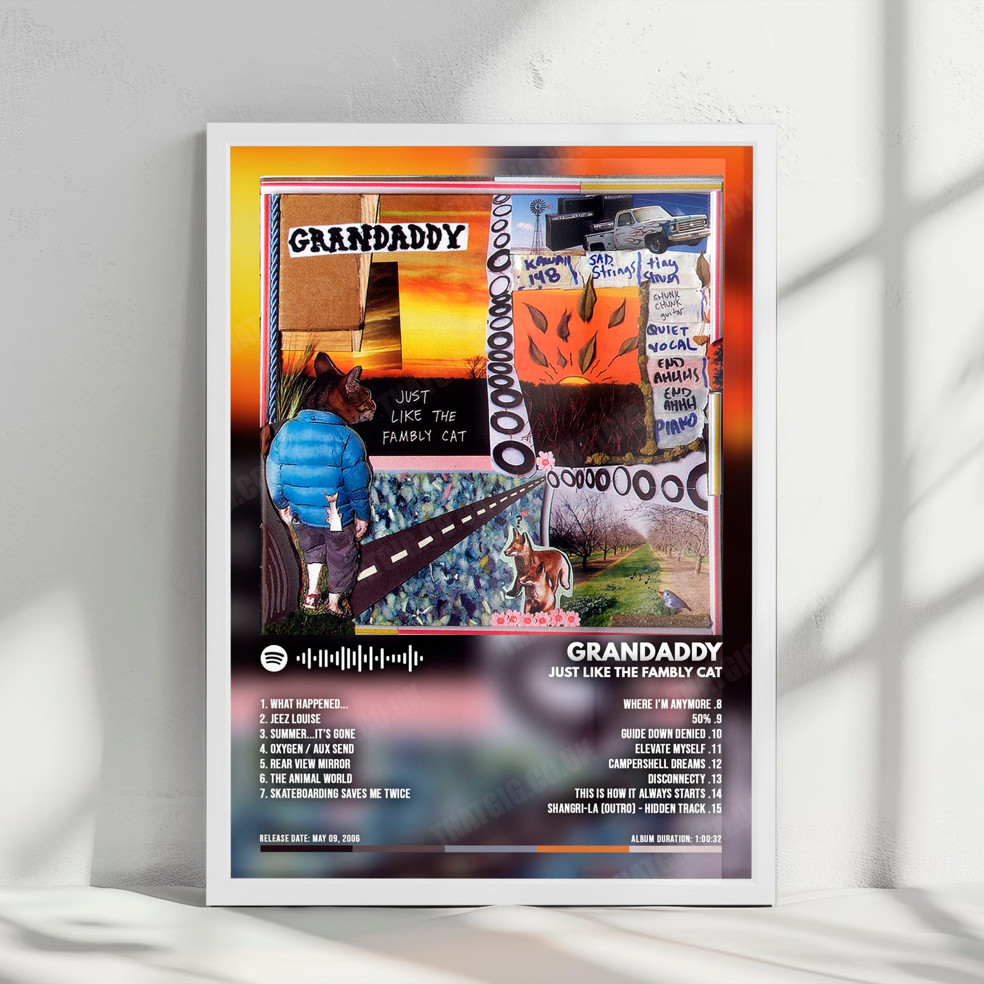 Grandaddy "Just Like The Fambly Cat" Album Cover Poster - with Complete Tracklist