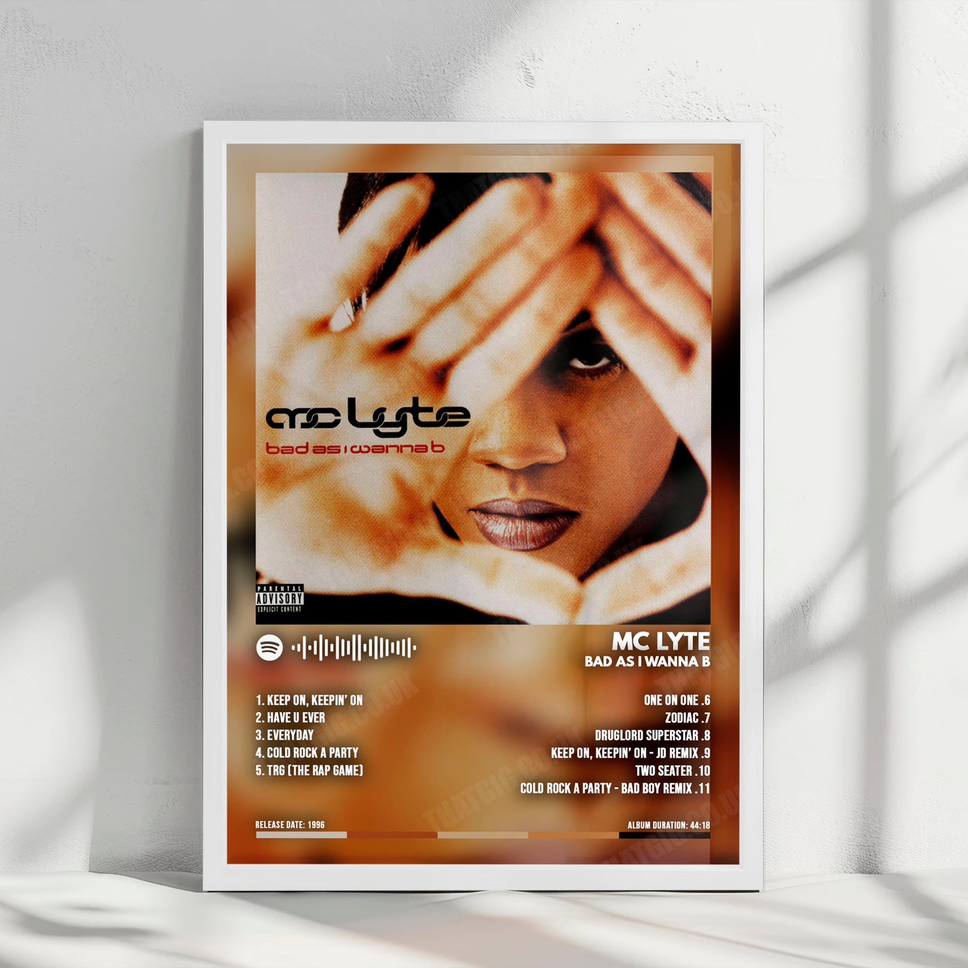 MC Lyte "Bad As I Wanna B" Album Cover Poster - with Complete Tracklist